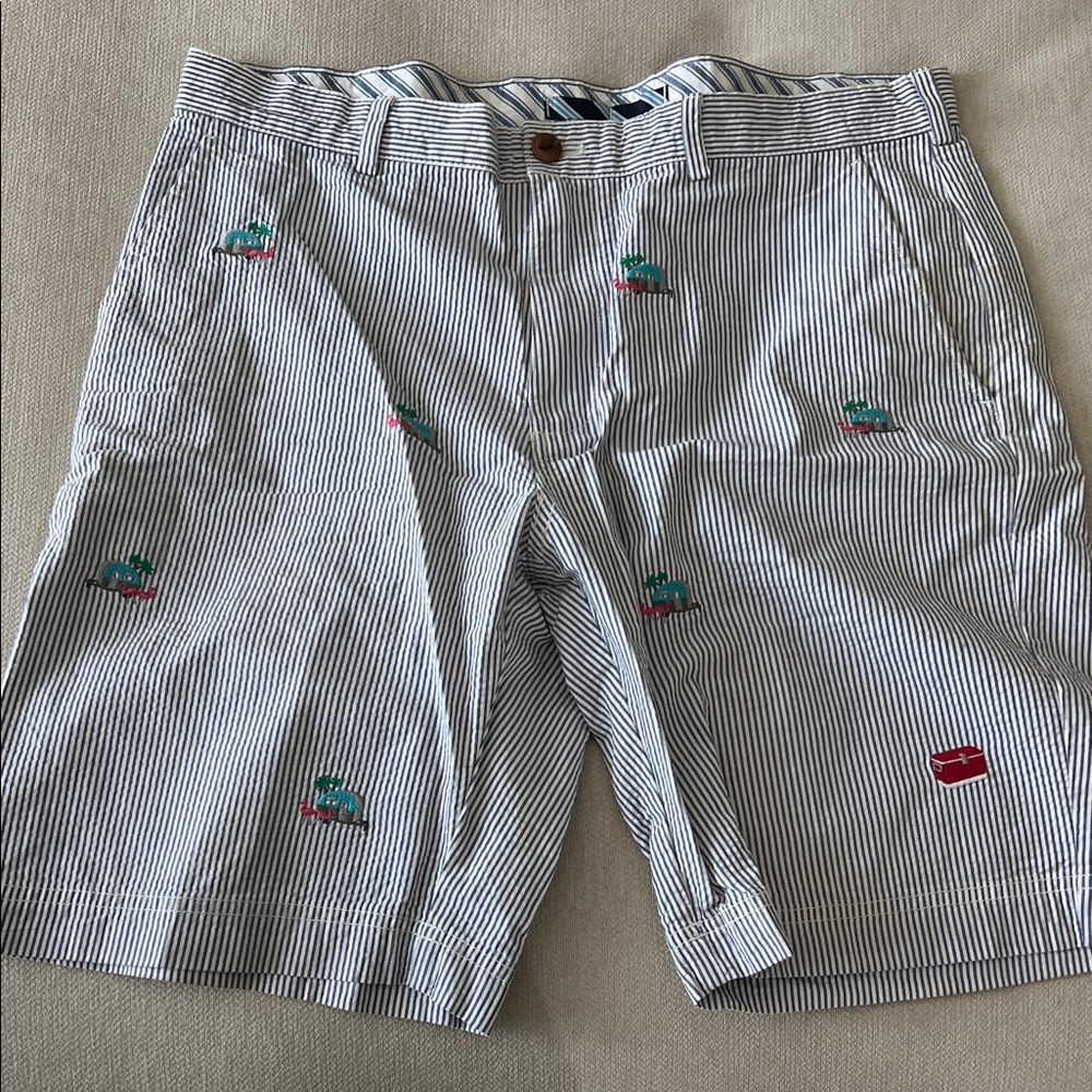 Brooks Brothers Blue Striped Embroidered Shorts